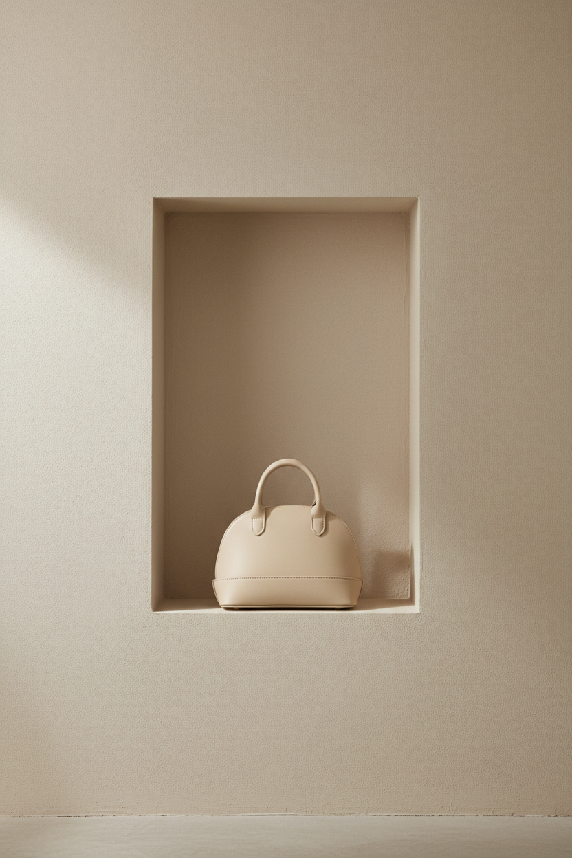 Bej küçük çanta   beton sıva niş